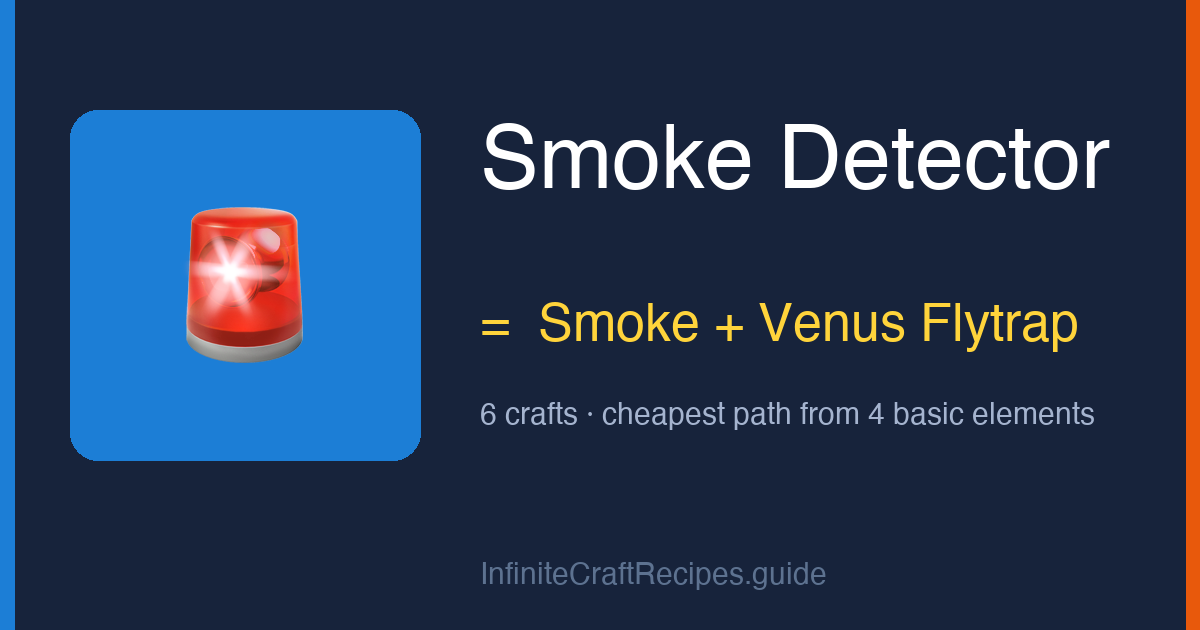 How to make Smoke Detector in Infinite Craft: combine Smoke and Venus Flytrap, 6 crafts total from the four basic elements.