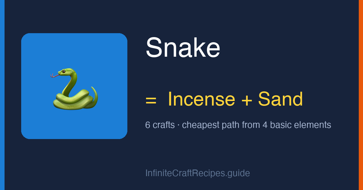 How to make Snake in Infinite Craft: combine Incense and Sand, 6 crafts total from the four basic elements.