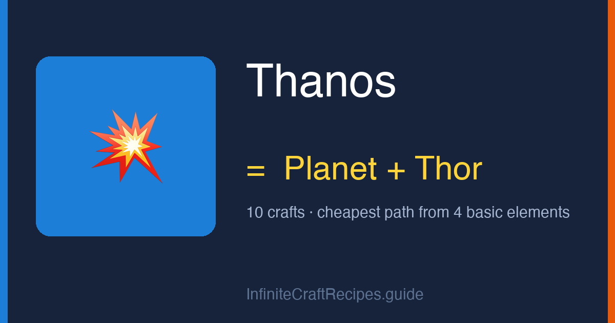 How to make Thanos in Infinite Craft: combine Planet and Thor, 10 crafts total from the four basic elements.
