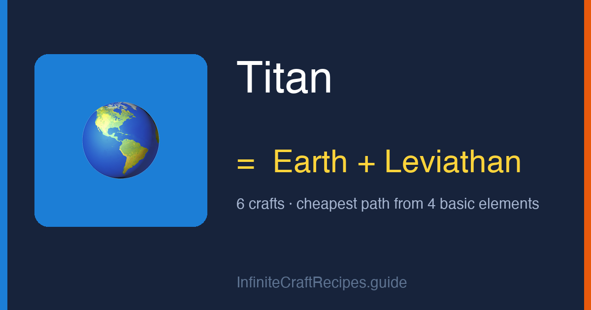 How to make Titan in Infinite Craft: combine Earth and Leviathan, 6 crafts total from the four basic elements.
