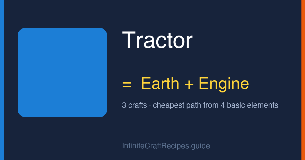 How to make Tractor in Infinite Craft: combine Earth and Engine, 3 crafts total from the four basic elements.
